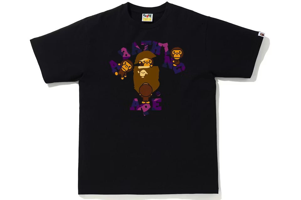 BAPE Color Camo College Milo T-Shirt (Black/Purple)