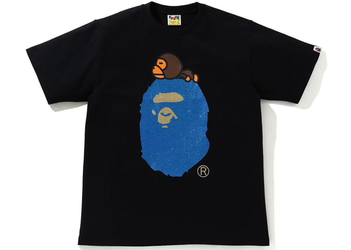 BAPE Glitter Milo on Big Ape Head Black/Blue T-Shirt