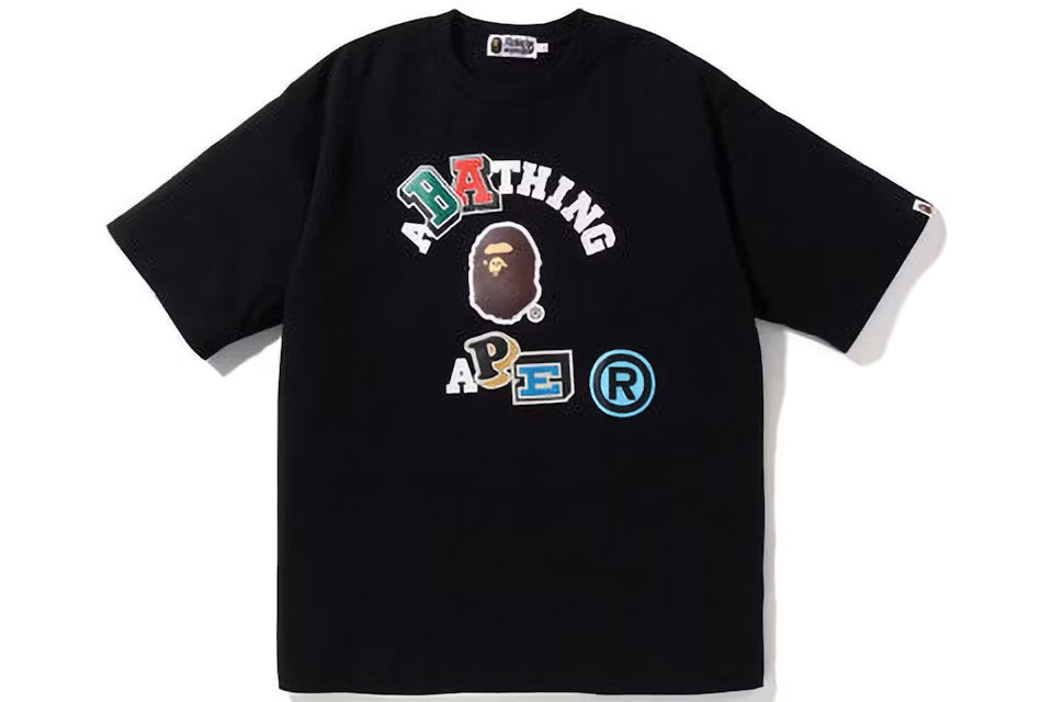 BAPE Multi Font College Black T-Shirt