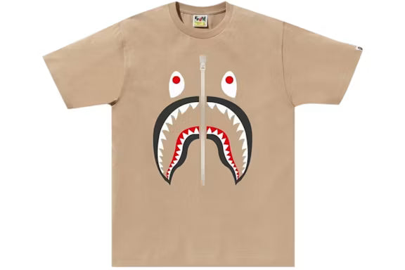 BAPE Shark Zipper Beige T-Shirt