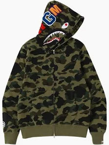 BAPE 1st Camo Shark Full Zip Hoodie (Green)